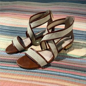 Louise et Cie Brown and Cream Heeled Sandals